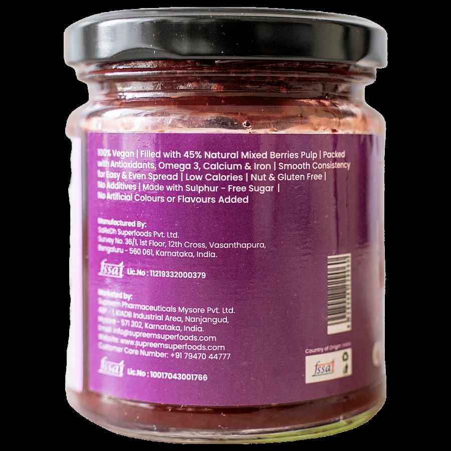 Supreem Super Foods Mixed Berry With Chia Seeds Healthy Fruit Spread - Smooth