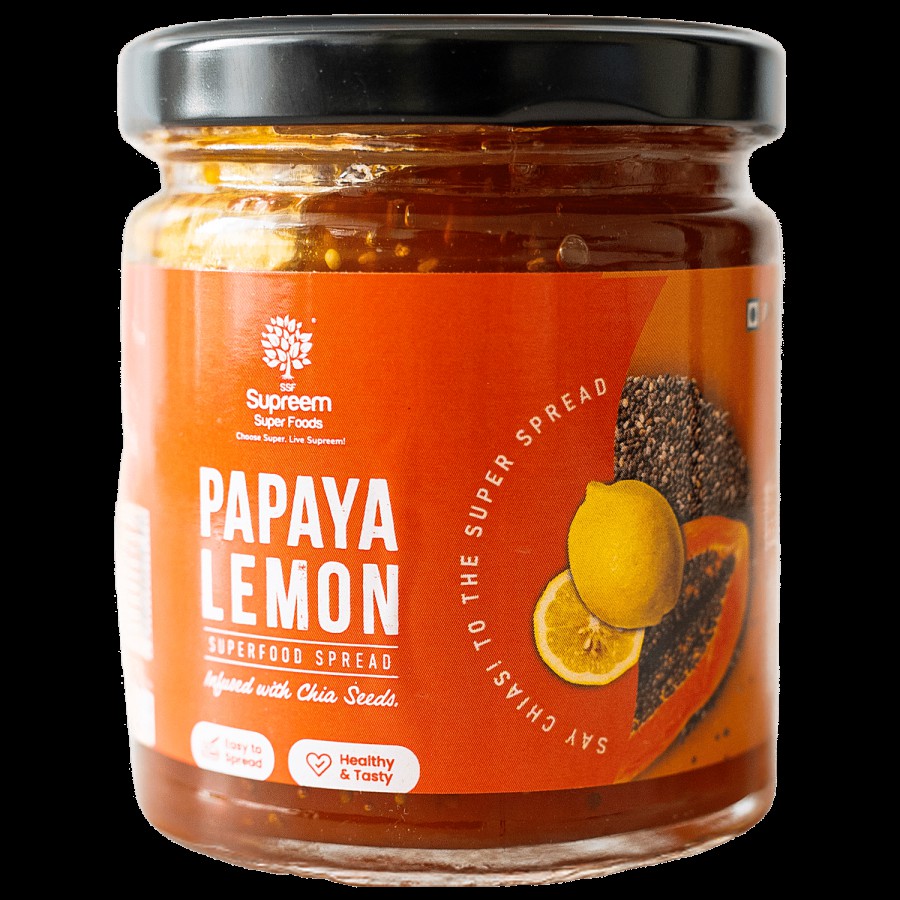 Supreem Super Foods Papaya Lemon With Chia Seeds Healthy Fruit Spread - Smooth