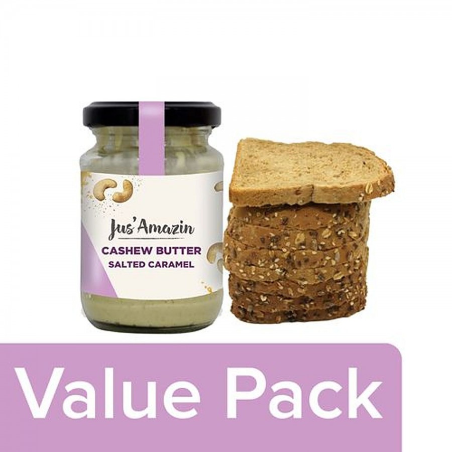 bb Combo Jus Amazin Cashew Butter - Salted Caramel 125G + Fresho Multigrain Bread 200G