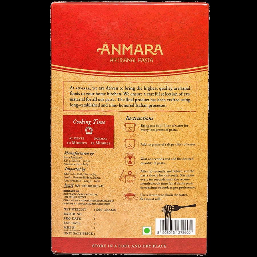 Anmara Organic Lumaconi Pasta - Hard Durum Wheat