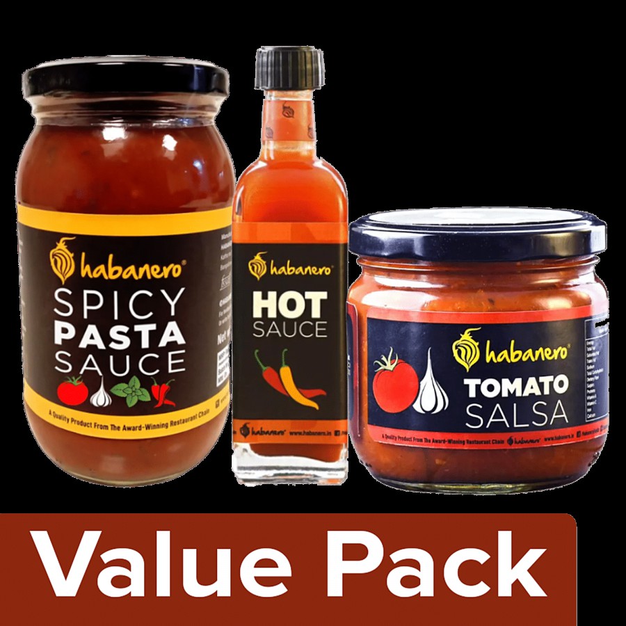 Habanero Spicy Pasta Sauce 385 g + Hot Sauce 75 ml + Salsa - Tomato 270 g