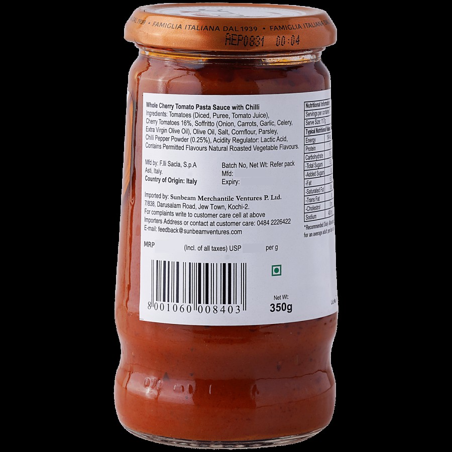 Sacla Whole Cherry Tomato Pasta Sauce - With Chilli