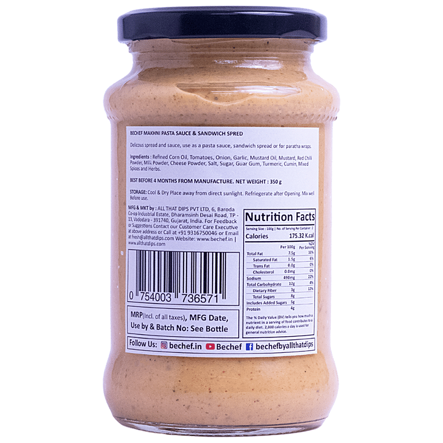 Bechef Makhani Pasta & Sandwich Sauce - Curry Style