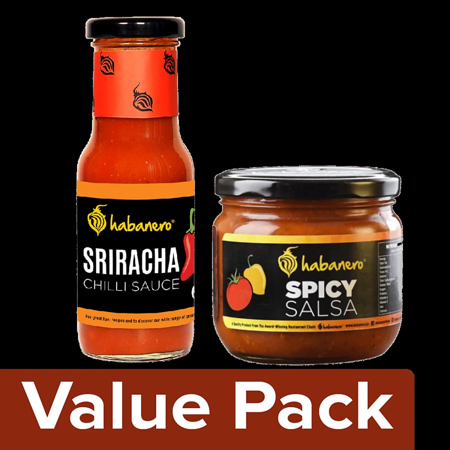 Habanero Sriracha Chilli Sauce 185 g + Salsa - Spicy 270 g