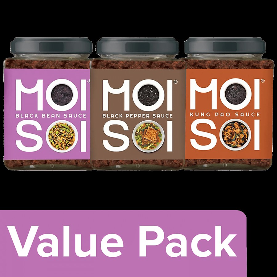 MOI SOI Black Bean Sauce 175 g + Black Pepper Sauce 175 g + Kung Pao Sauce 175 g