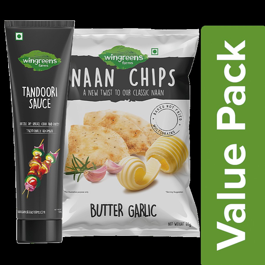 Wingreens Farms Wingreens Tandoori Sauce - 130g Tube + (Butter garlic naan chips 30gm )