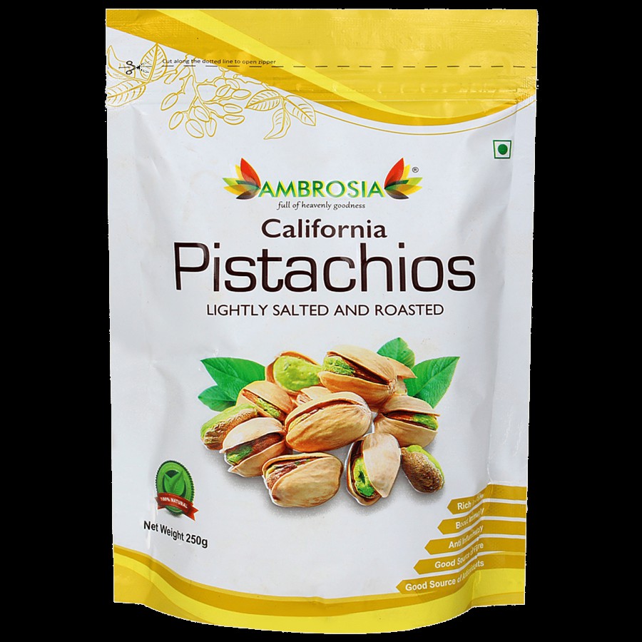 Ambrosia Premium California Pistachios - Roasted & Lightly Salted