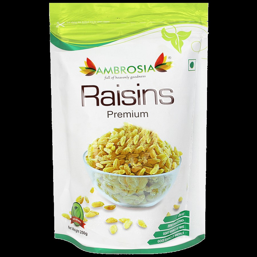 Ambrosia Premium Indian Green Raisins - Rich In Fibre & Minerals