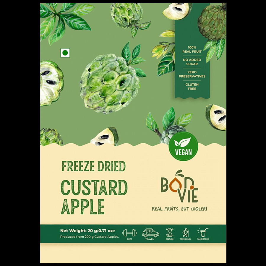 BONVIE Freeze Dried Custard Apple - 100% Real Fruit