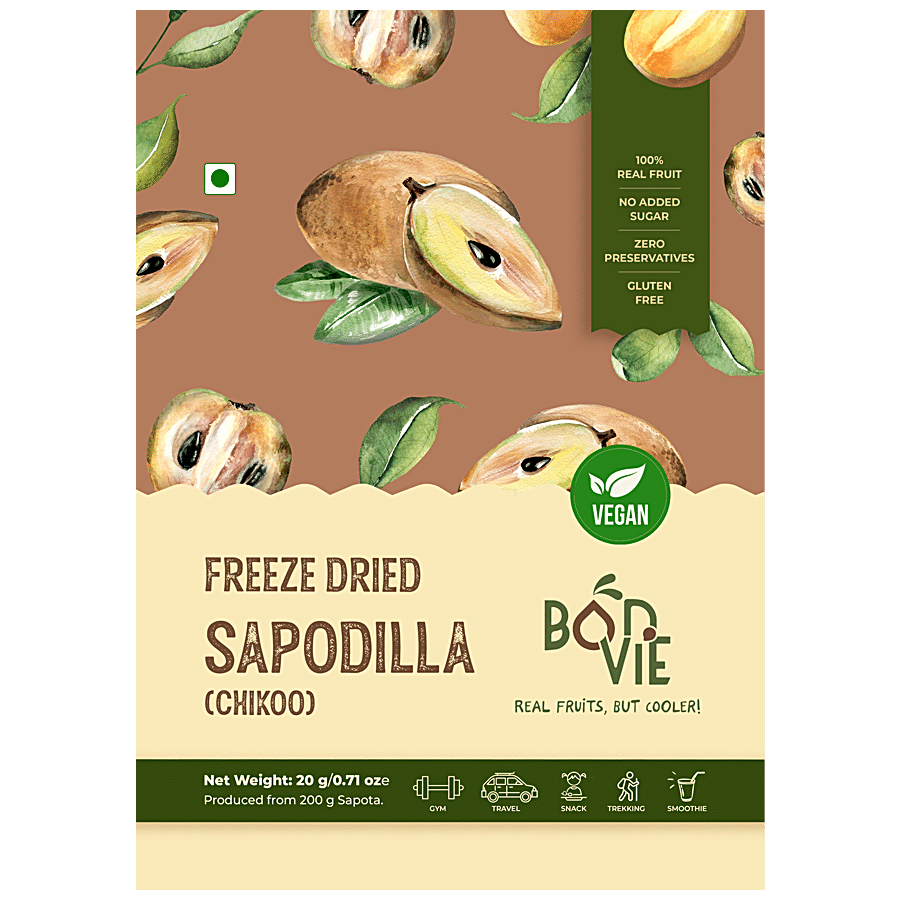 BONVIE Freeze Dried Sapodilla/Chikoo - 100% Real Fruit