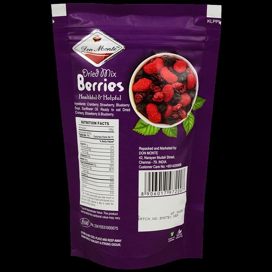 DON MONTE Dried Mix Berries - Antioxidant Rich Healthy Breakfast Snack