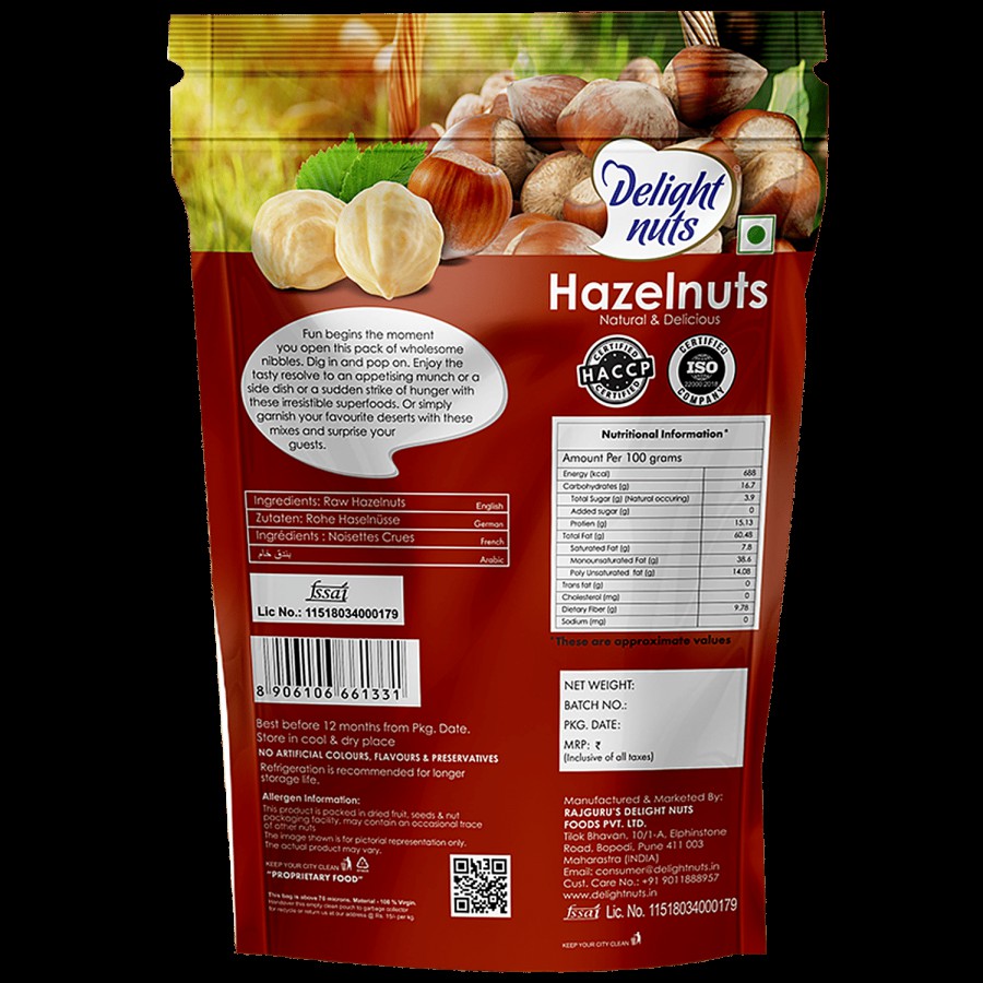 Delight Nuts Hazelnuts - Raw