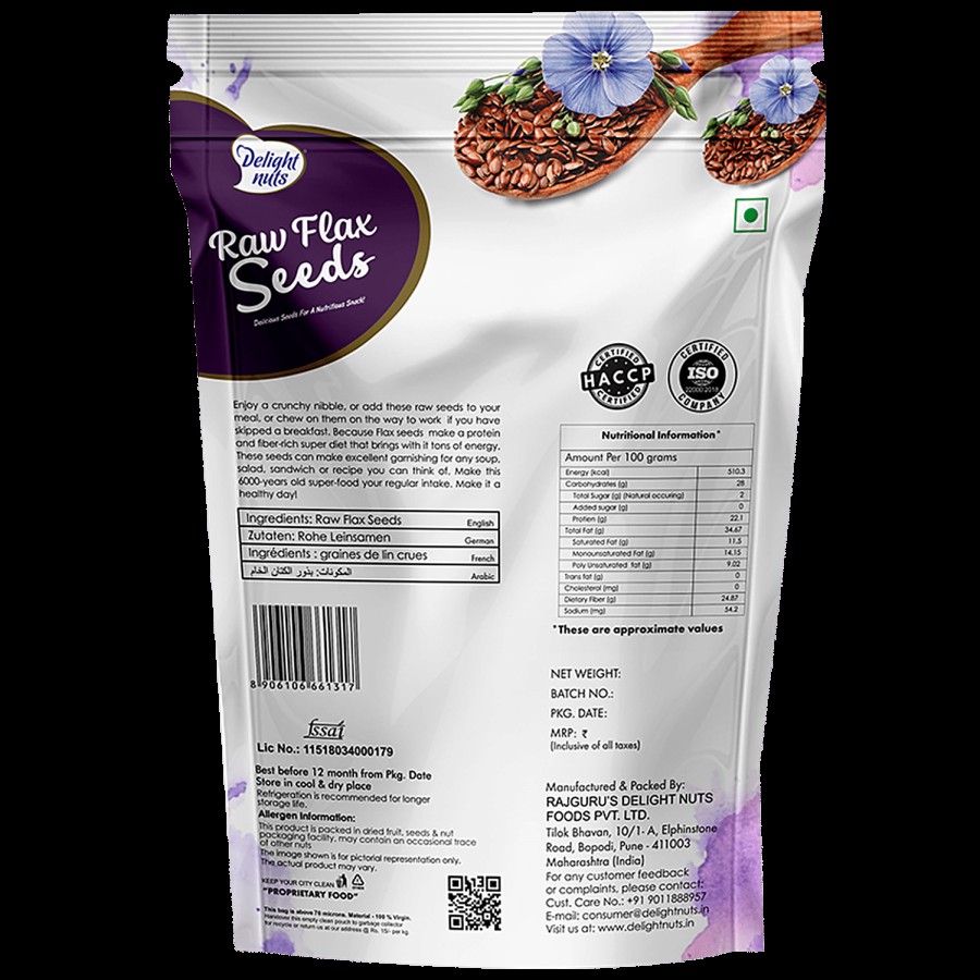 Delight Nuts Raw Flax Seeds - Premium