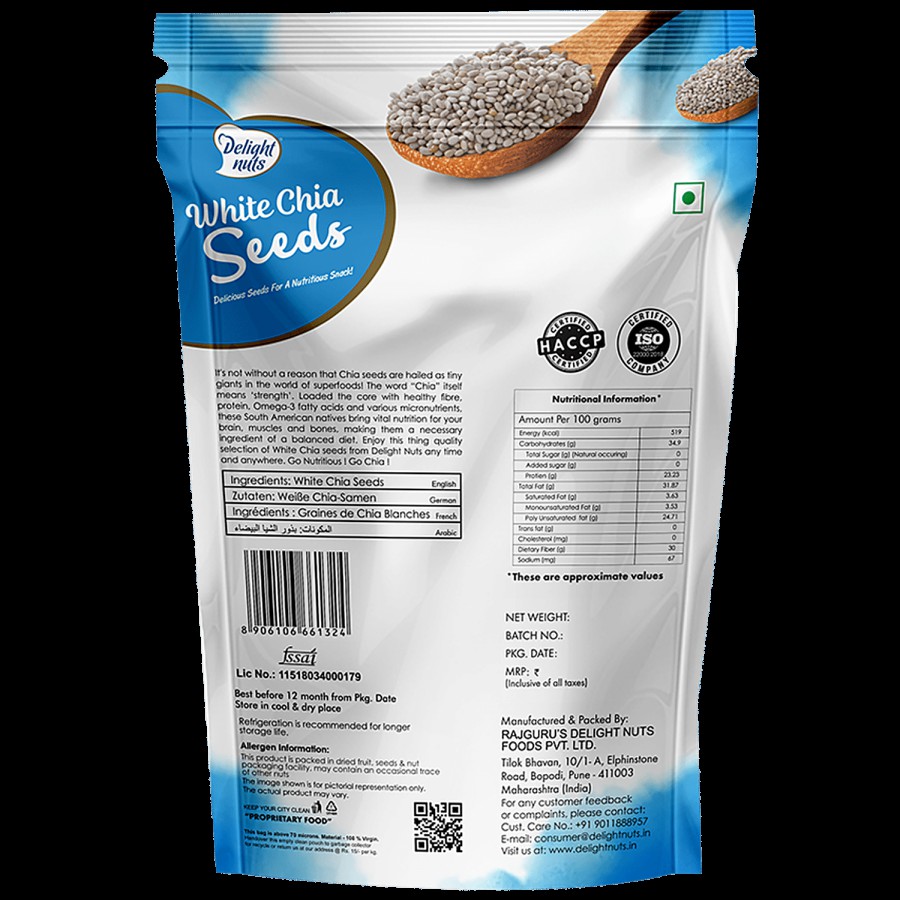 Delight Nuts White Chia Seeds - Premium