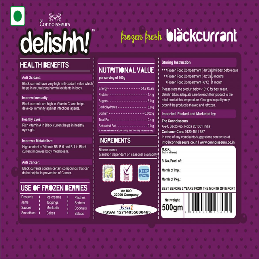 Delishh Blackcurrant - Frozen Fresh