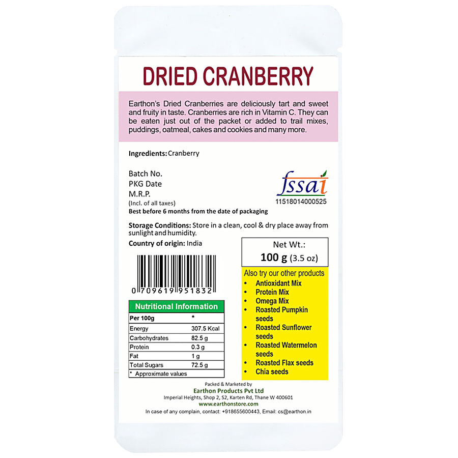 Earthon Organic Dried Cranberry