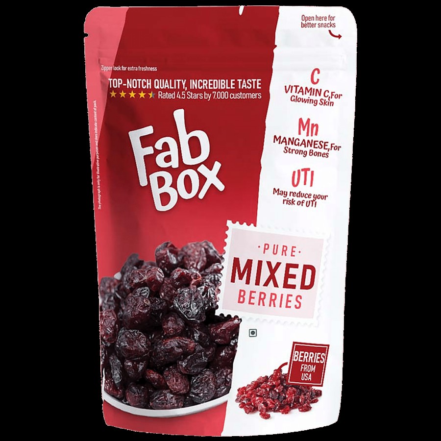 Fabbox Premium Mixed Berries - Whole Dried Cranberry & Blackberry