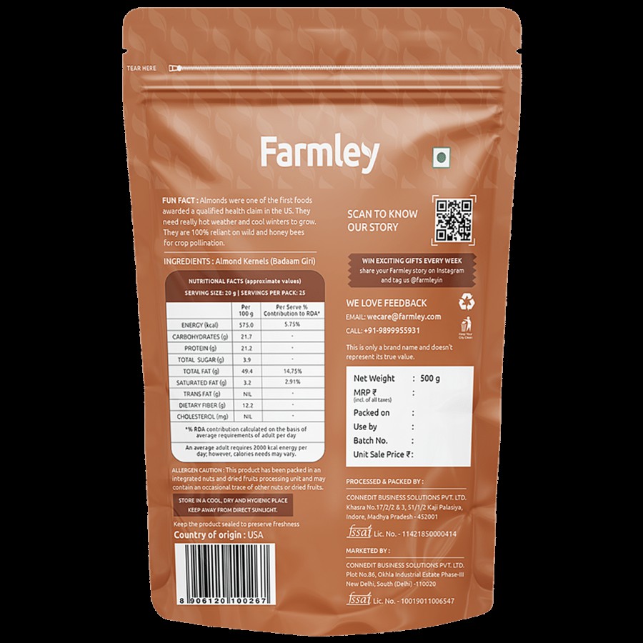 Farmley Premium California Almonds - Rich In Protein