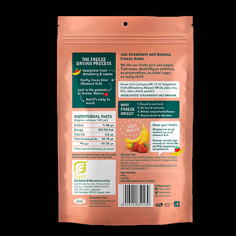 HALO Freeze Dried Strawberry & Banana - Pure Fruit Snack