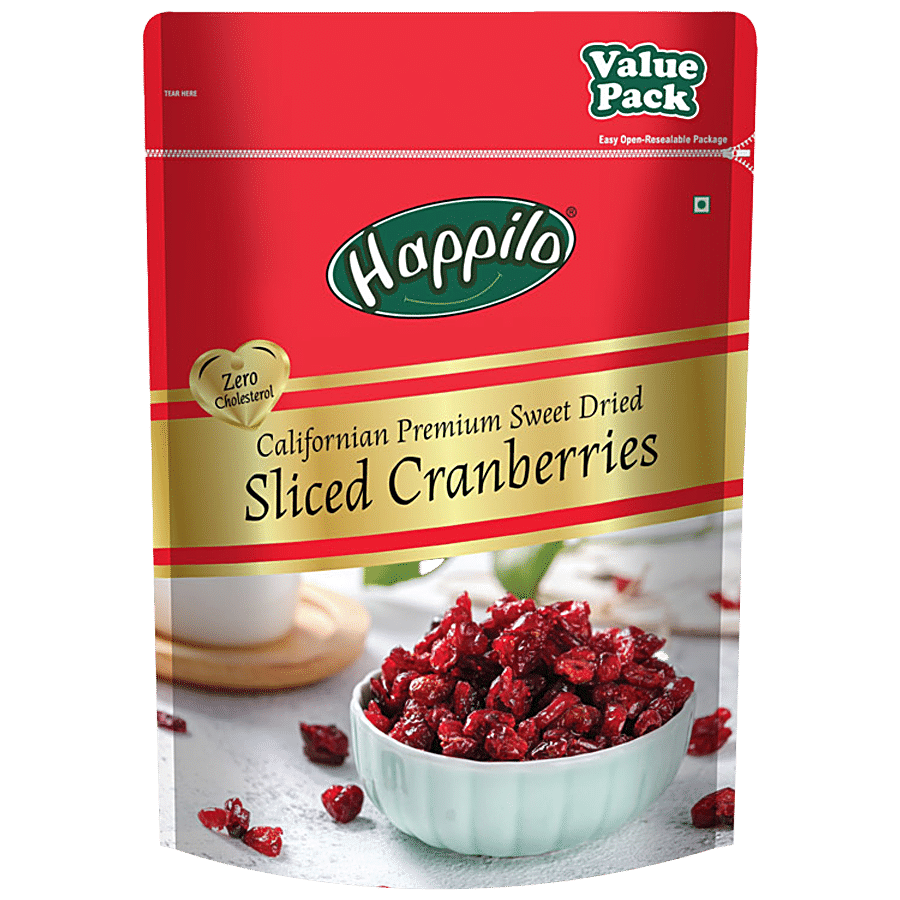 Happilo Californian Premium Sweet Dried Sliced Cranberries - Value Pack