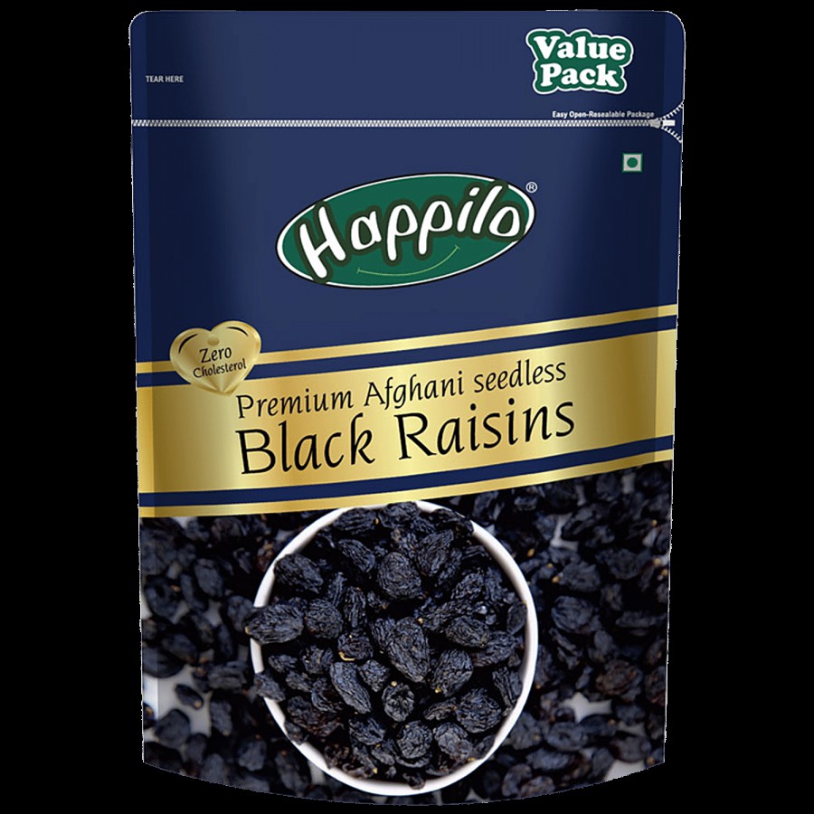 Happilo Premium Afghani Black Raisins - Value Pack