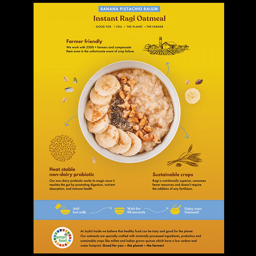 JOYFUL INSIDE Instant Ragi Oatmeal - Banana Pistachio Raisin