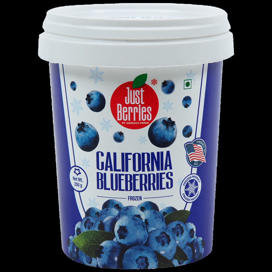 JUST BERRIES Frozen California Blueberries - Rich In Antioxidants & Minerals