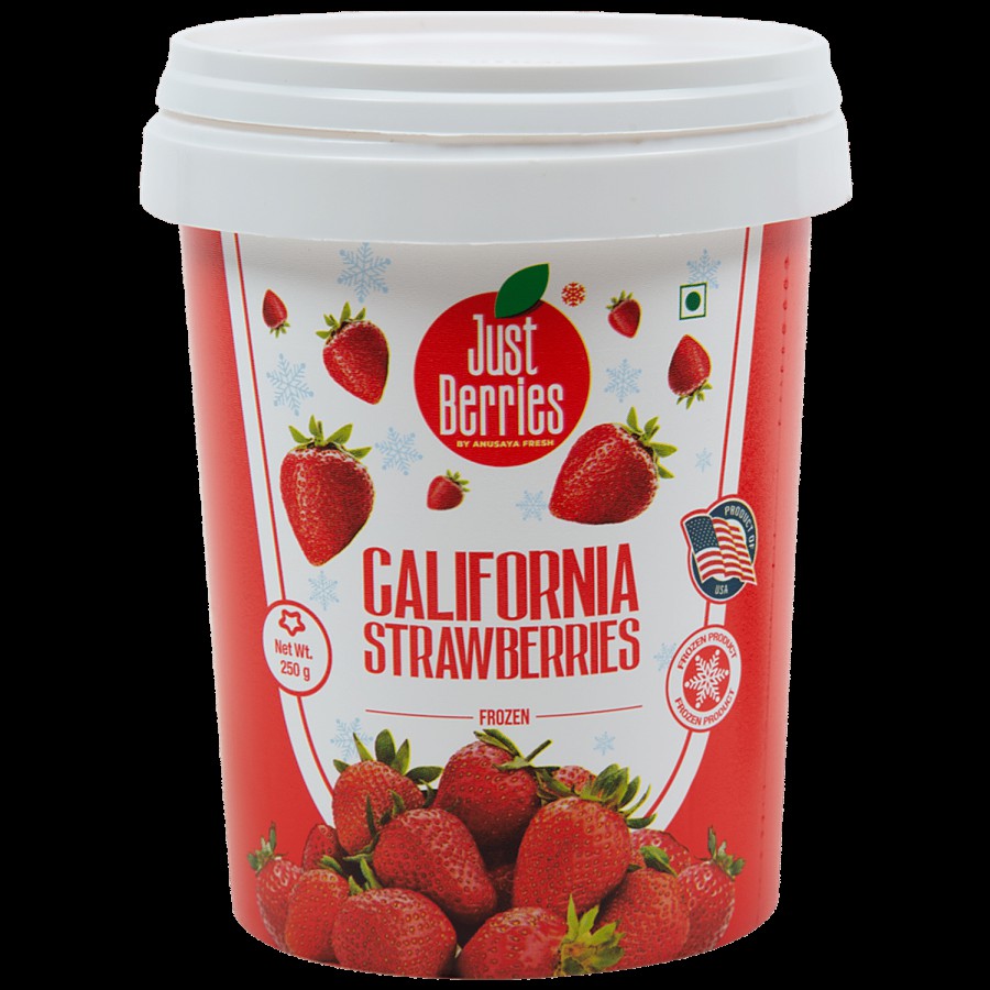 JUST BERRIES Frozen California Strawberries - Rich In Antioxidants & Minerals