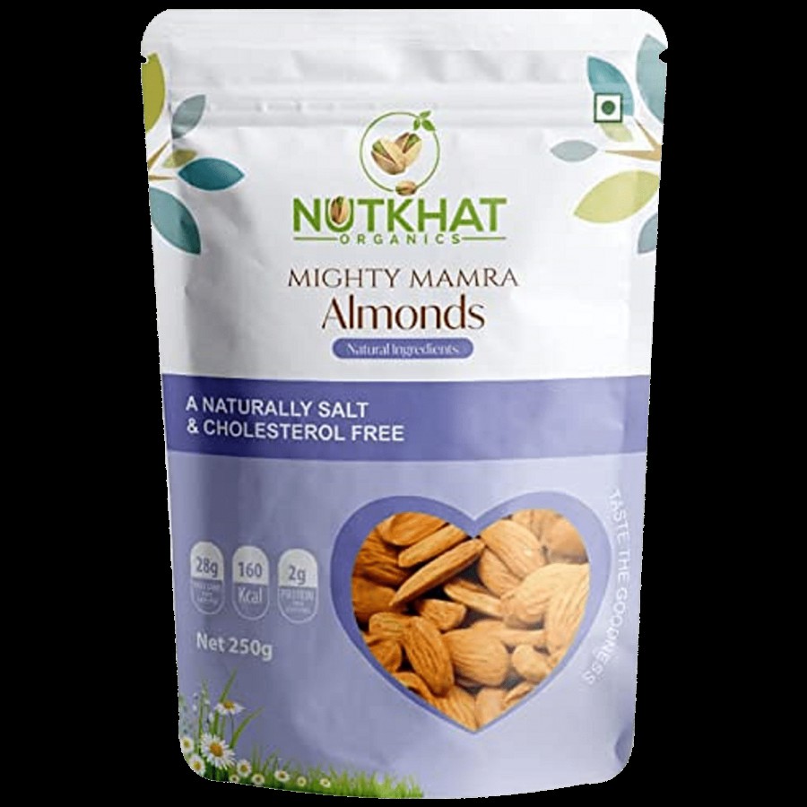 Nutkhat Organics Mamra Almonds - Naturally Salt & Cholesterol Free