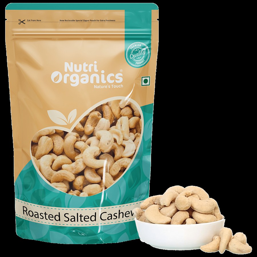 Nutri Organics Roasted Salted Cashews - Premium