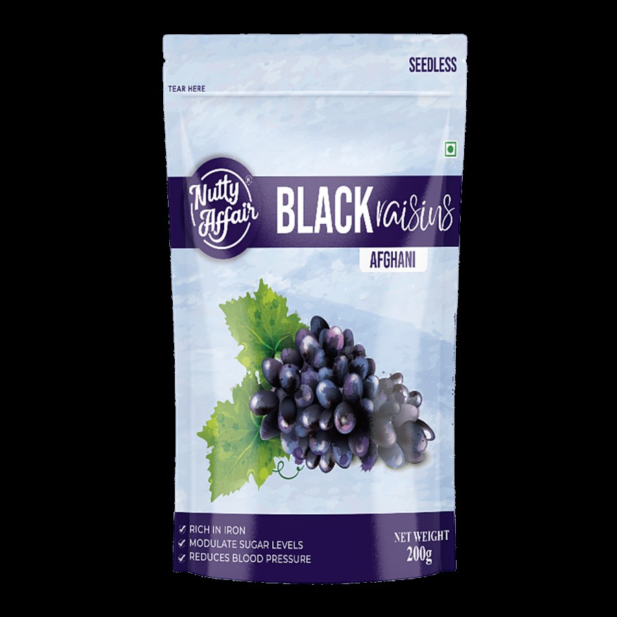 Nutty Affair Afghani Black Raisins - Seedless