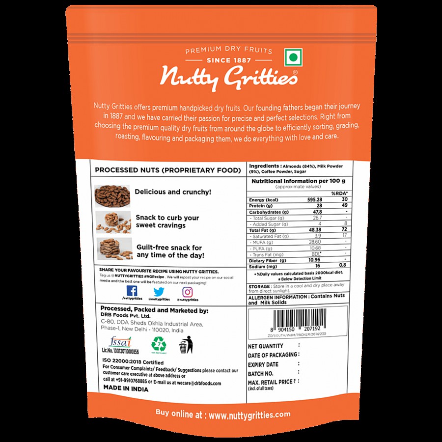 Nutty Gritties Coffee Almonds - Roasted With Ground Coffee