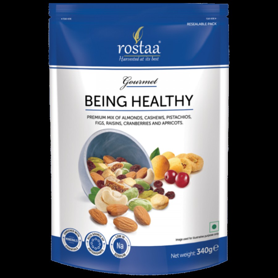 Rostaa Berries - Morning 340 g Pouch + Mixed Dry Fruits - Being Healthy 340 g Pouch