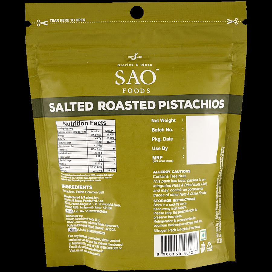 SAO Foods Salted Roasted Pistachios