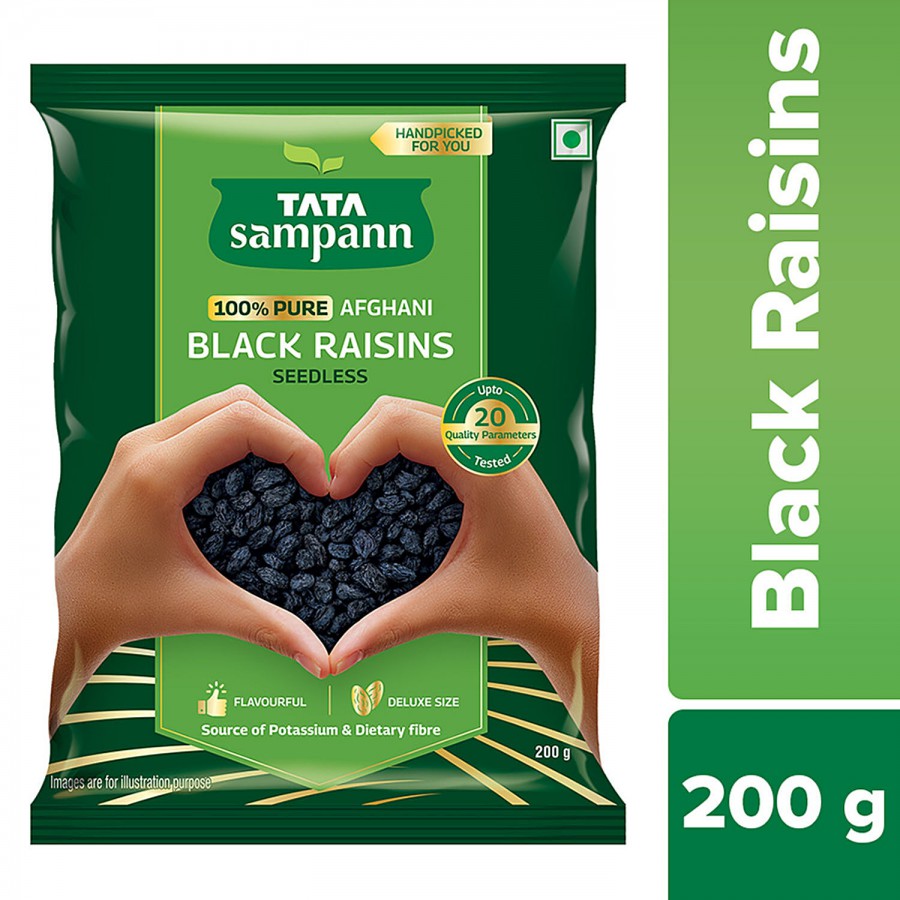 Tata Sampann 100% Pure Afghani Black Raisins - Seedless