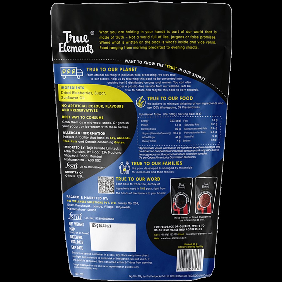 True Elements Dried Blueberries