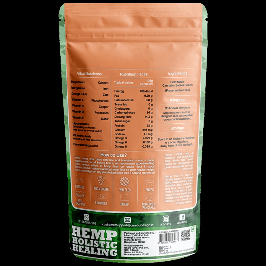 Cure By Design Hemp Seed Flour - Improves Muscle Growth & Repair