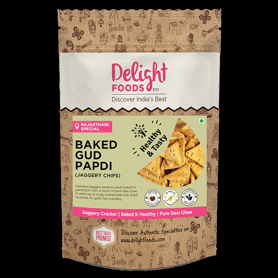 Delight Foods Baked Gud Papdi With Sesame - Ghee Jaggery Chips