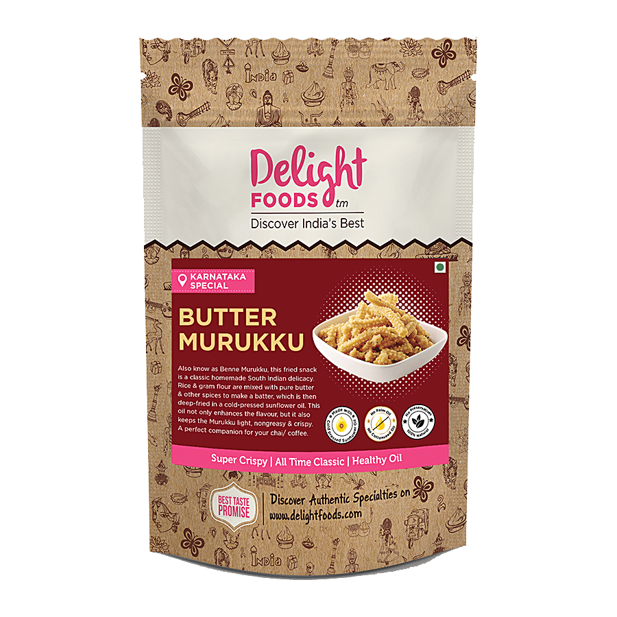 Delight Foods Butter Murukku - Cold Pressed Sunflower Oil Fried