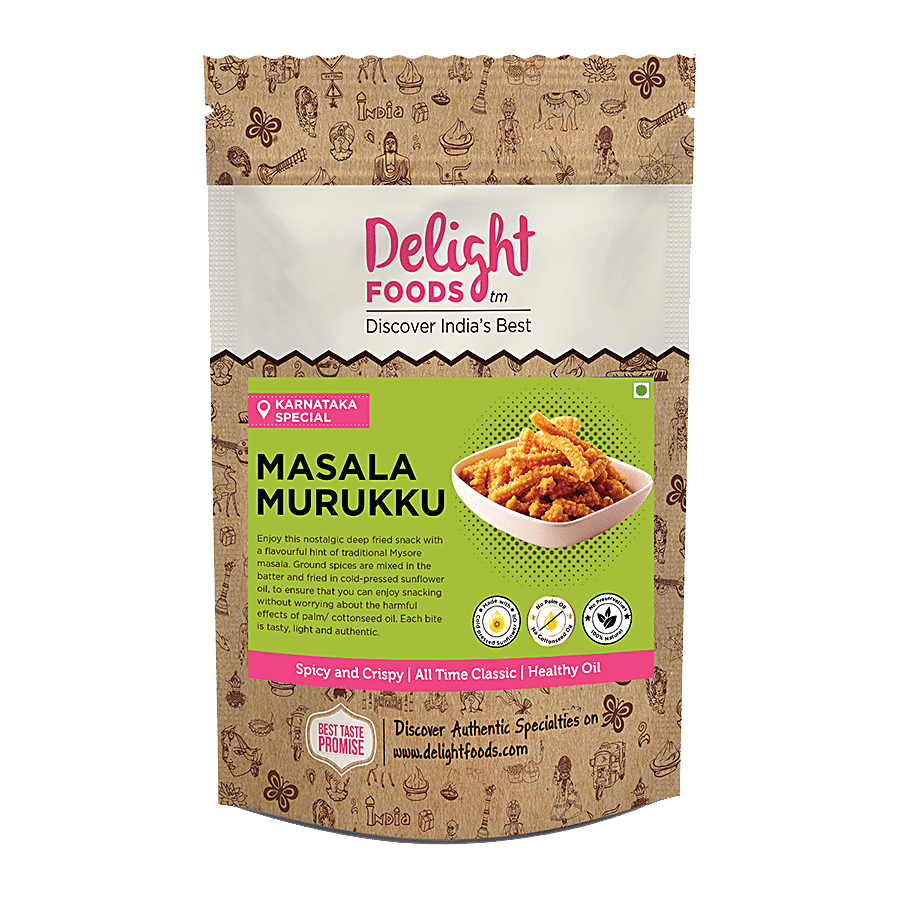 Delight Foods Masala Murukku - Cold Pressed Sunflower Oil Fried