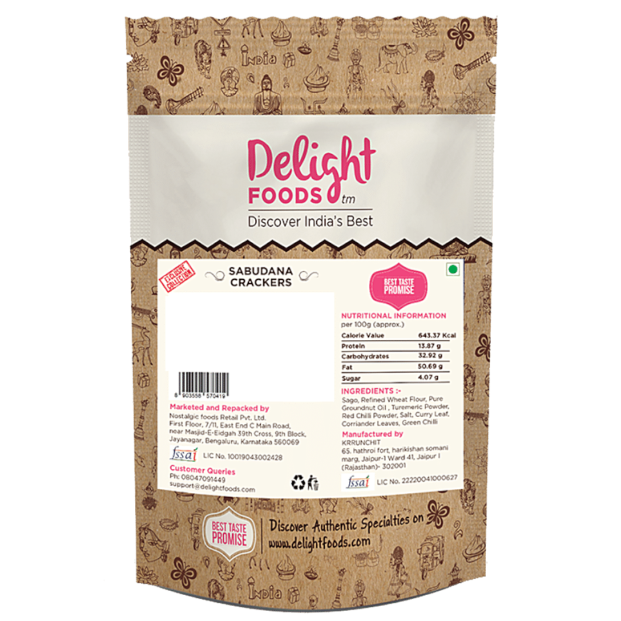 Delight Foods Sabudana Crackers - Fried In Peanut Oil