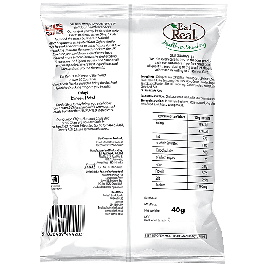 Eat Real Hummus Chips - Sour Cream & Chives Flavour