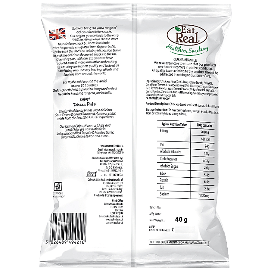 Eat Real Hummus Chips - Tomato & Basil Flavour