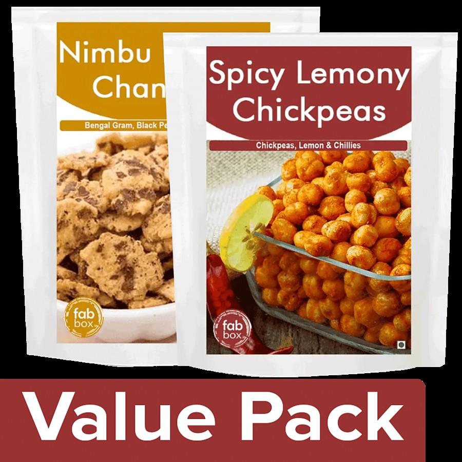 Fabbox Nimbu Roasted Chana Jor 70 g Pouch + Spicy Lemony Chickpeas 70 g