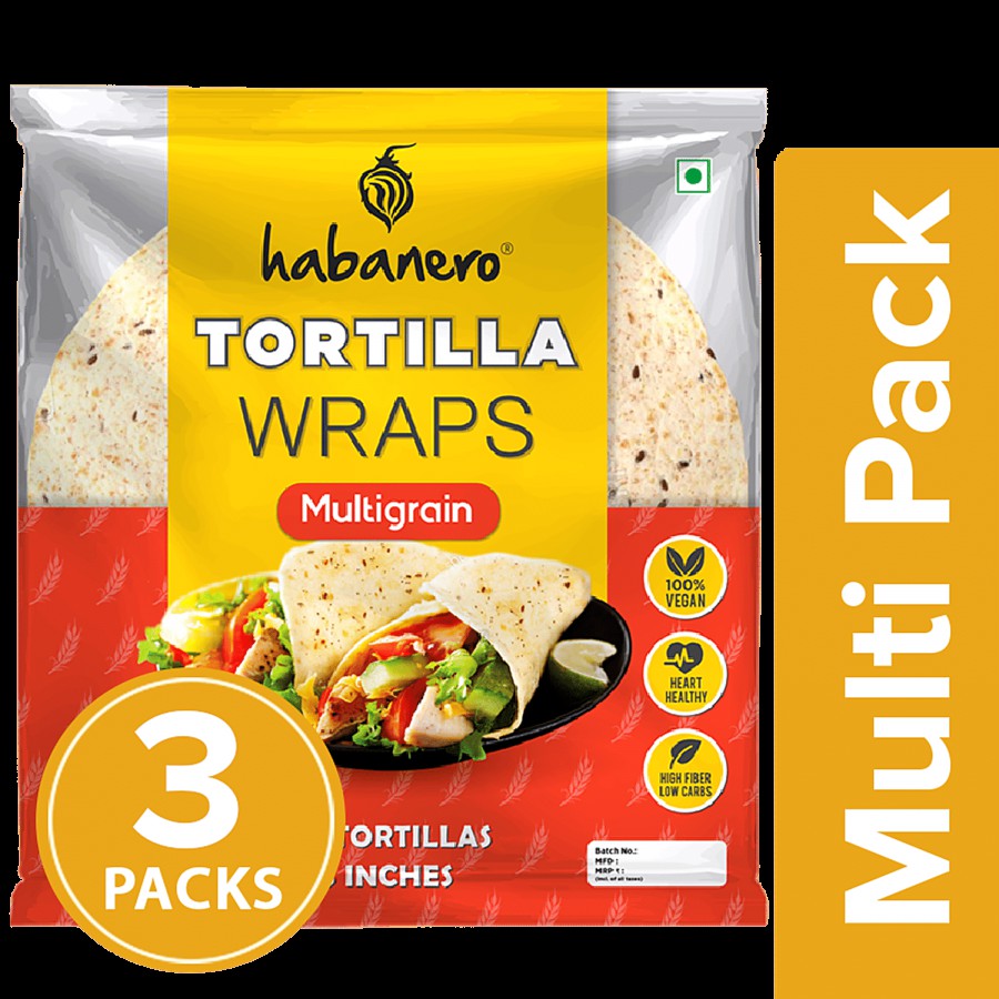 Habanero Multigrain Tortilla Wraps - 100% Vegan