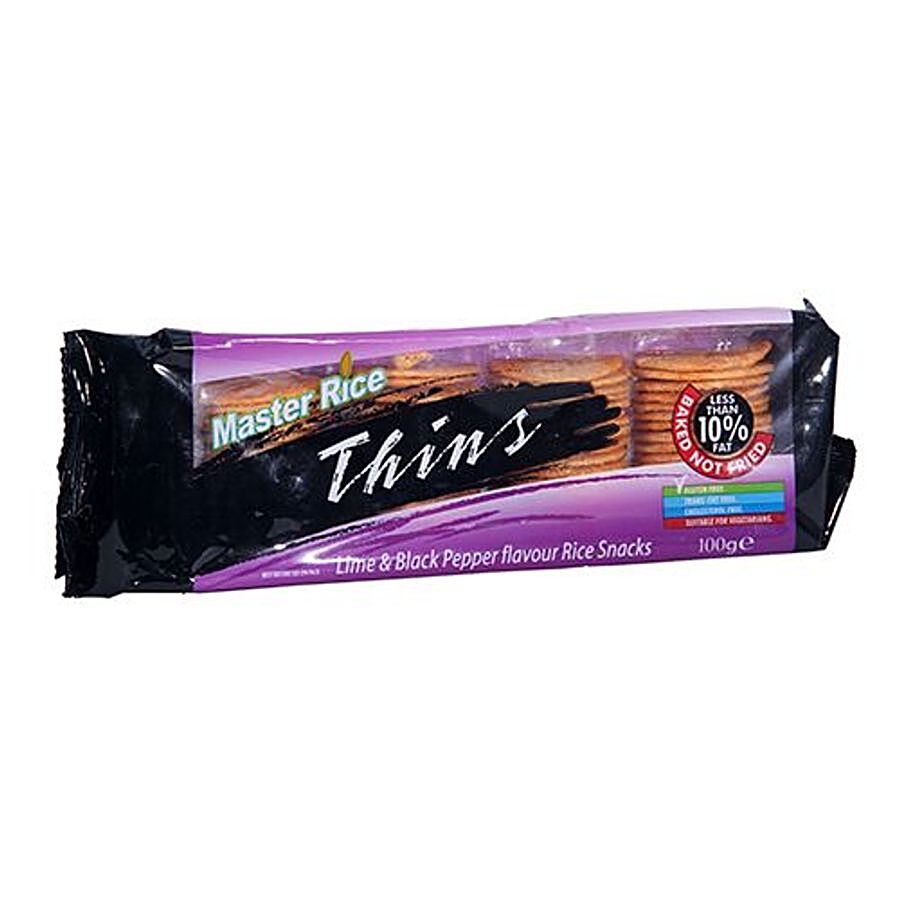 Master Rice Thins Rice Snacks - Lime & Black Pepper