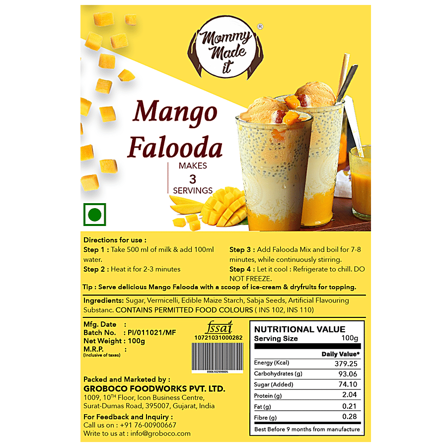 Mommy Made It  Mango Falooda Mix - Rich In Flavour Dessert