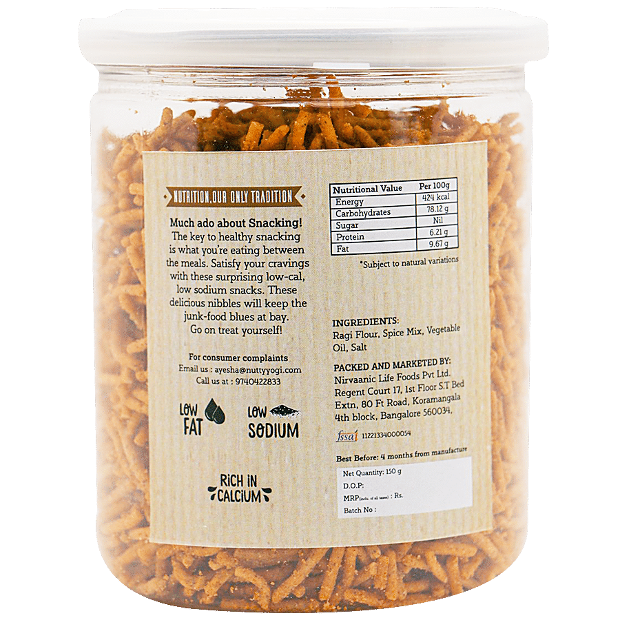 Nutty Yogi Crunchy Ragi Bhujiya - Rich In Calcium & Protein