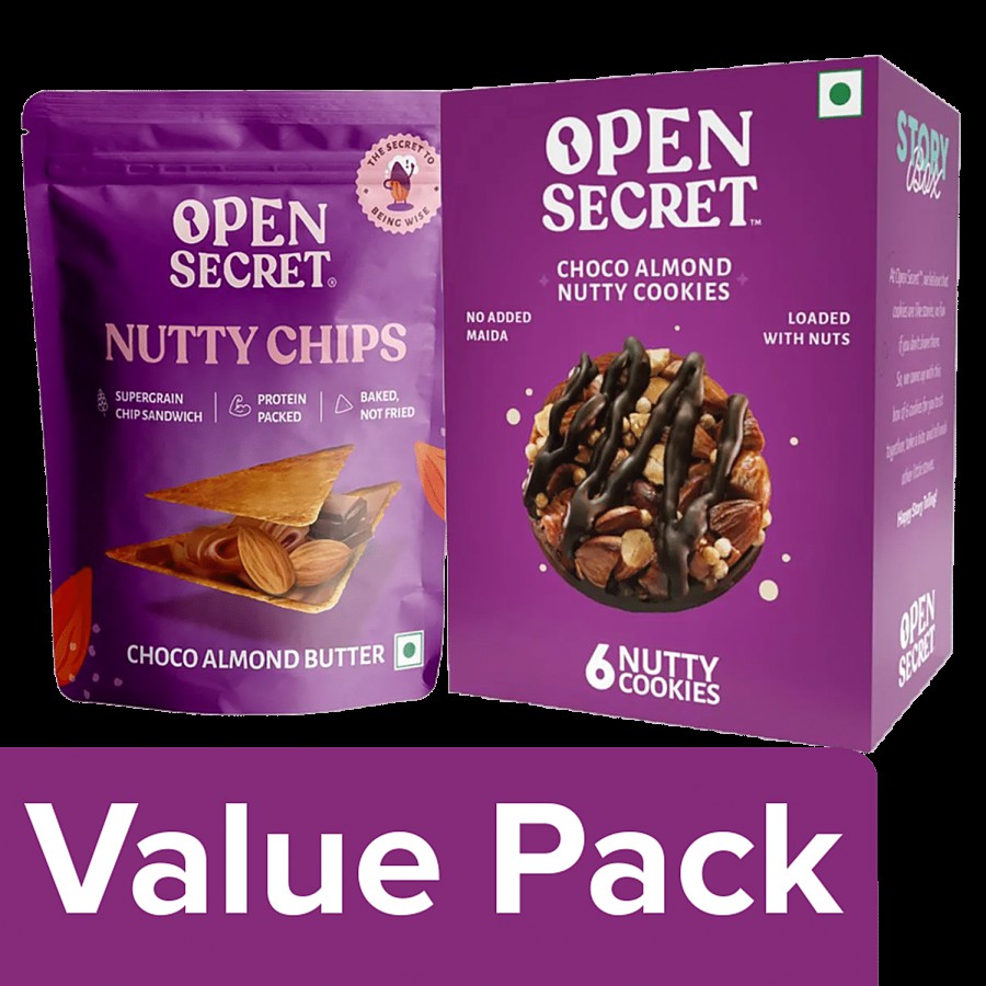 Open Secret Chocolate Cookies & Almond Nutty Chips. Healthy breakfast snacks combo