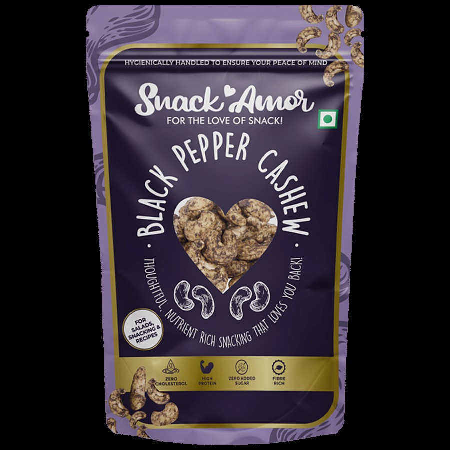 SnackAmor Black Pepper Cashews - Fibre-Rich